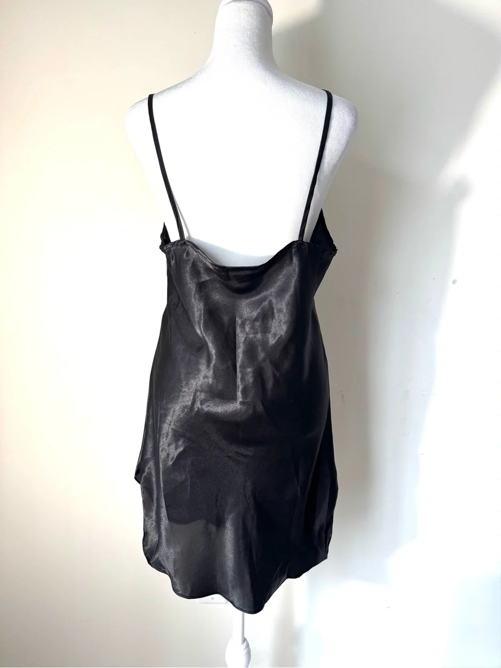 Vintage Lingerie Black Slip Dress Womens Sz M  Lace Trim‎ - Picture 4 of 7